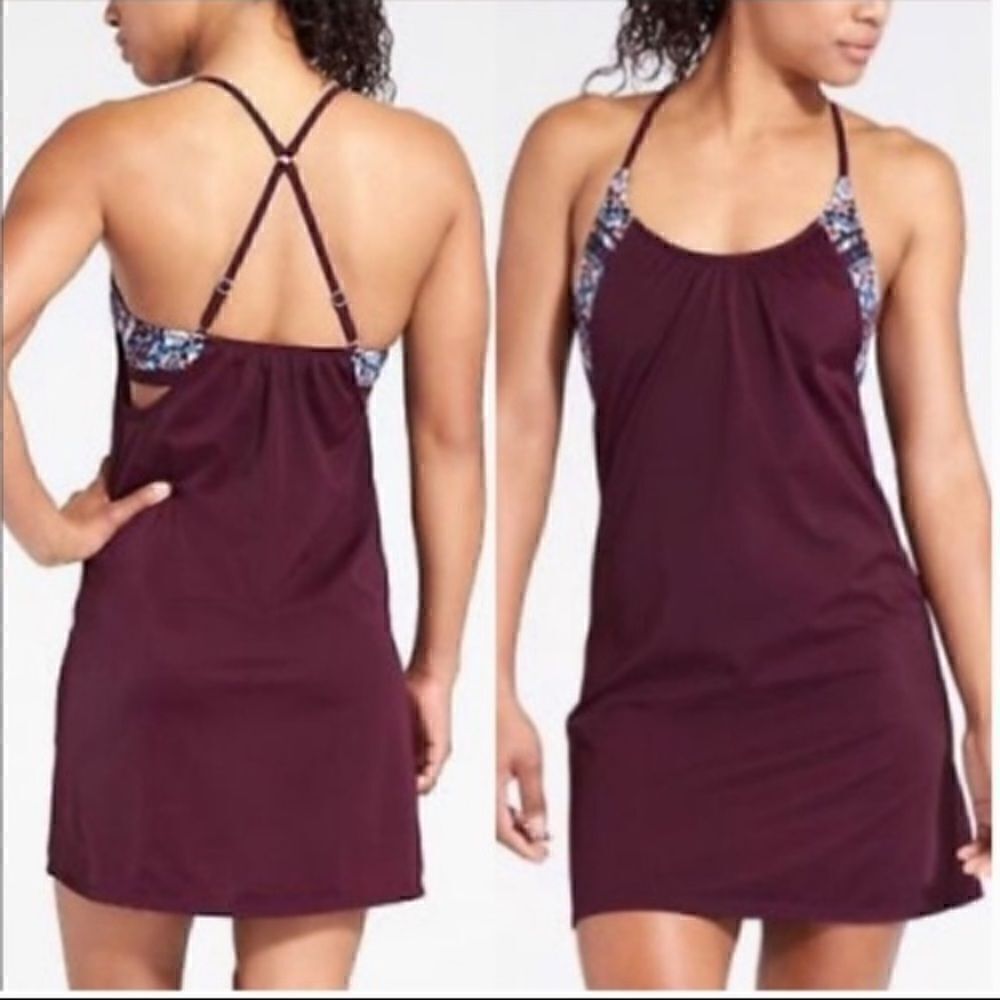 Athleta Plum Purple Floral Swim Dress